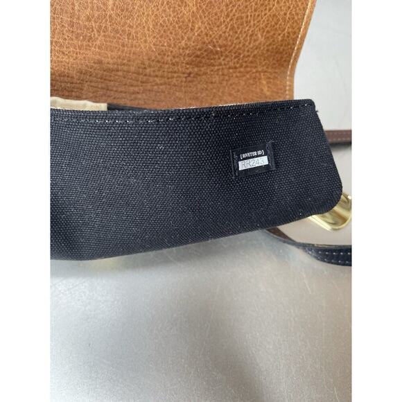 R Riveter Womens Handbag Purse Clutch Black Canvas Brown Leather Distressed - Picture 6 of 11